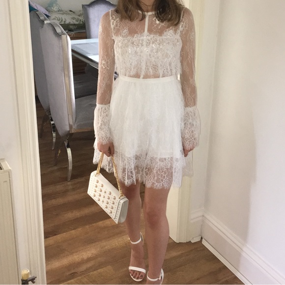 True Decadence White Lace Ruffle Mini Dress - Picture 2 of 7